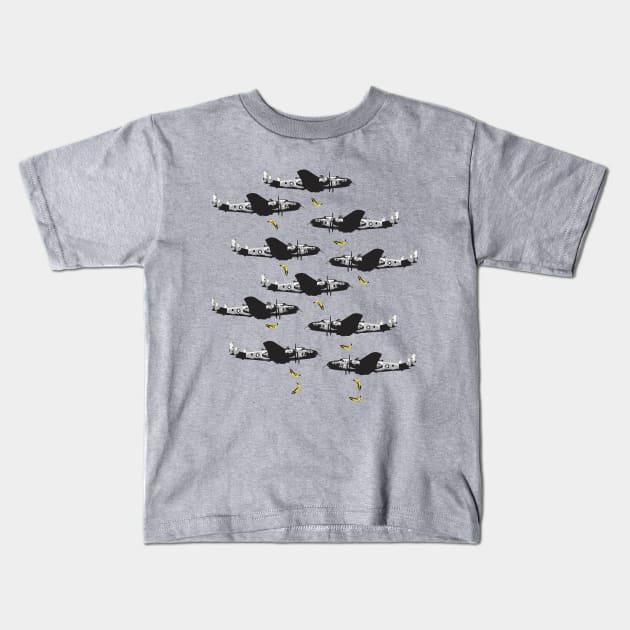 Banana Bombs Away Kids T-Shirt by PopGraphics